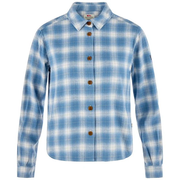 Övik Boxy Flannel Shirt W Eggshell-Lavender Mist XXS