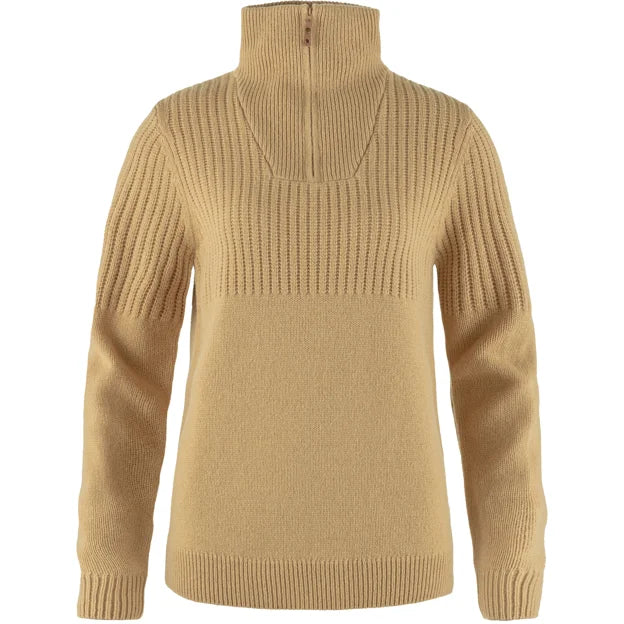 Övik Half Zip Knit W Dune Beige XXS