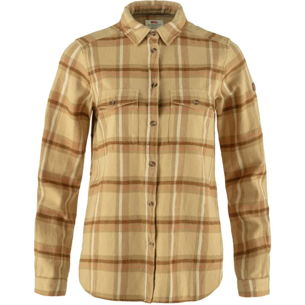 Övik Heavy Flannel Shirt W Chalk White-Dune Beige XXS