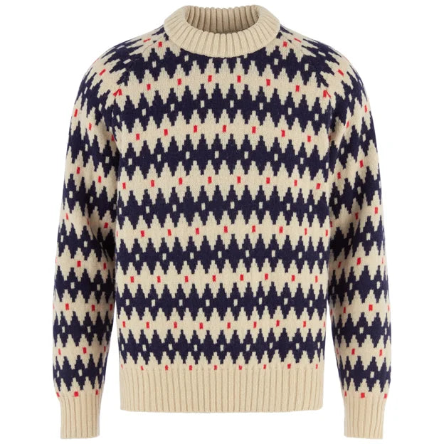 Övik Jacquard Knit M Light Beige-Dark Navy XS