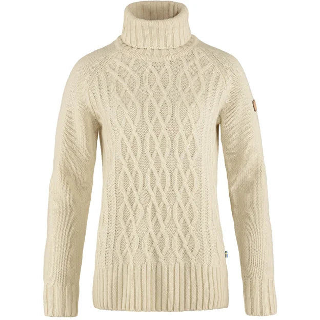 Övik Cable Knit Roller Neck W Chalk White XXS