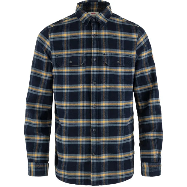 Övik Heavy Flannel Shirt M Dark Navy-Buckwheat Brown XS