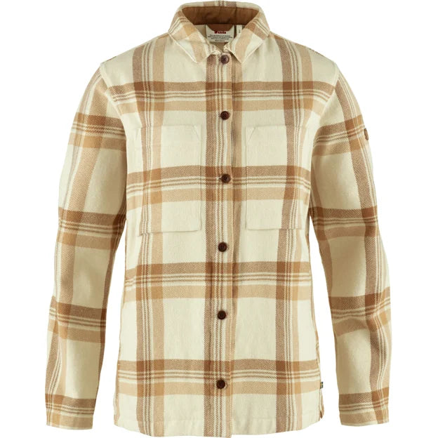 Singi Flannel Overshirt W Chalk White-Dune Beige XXS