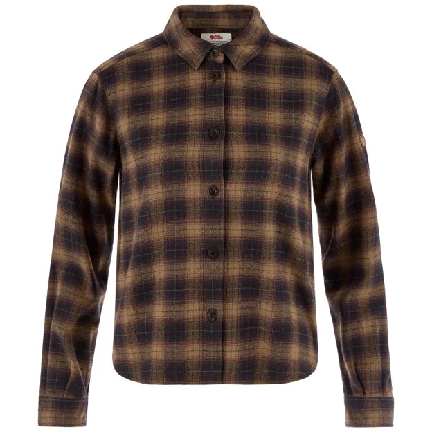 Övik Boxy Flannel Shirt W Eggshell-Lavender Mist XXS