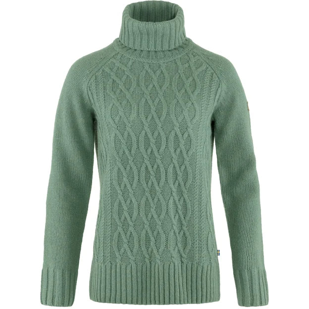 Övik Cable Knit Roller Neck W Chalk White XXS